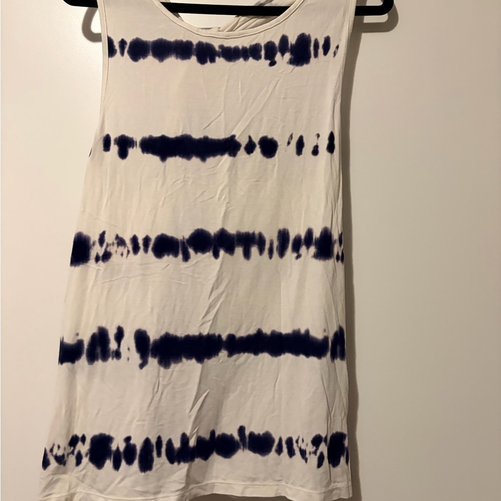 Old Navy White and Blue Tie-Dye Tank Top with Twist Back Detail